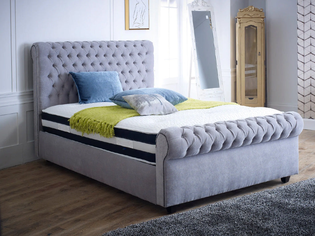 Aurora Luxe Chesterfield Sleigh Bed Frame - Unique Style Beds. 