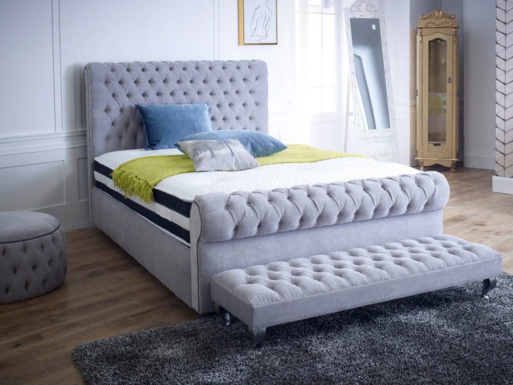 Aurora Luxe Chesterfield Sleigh Bed Frame - Unique Style Beds. 