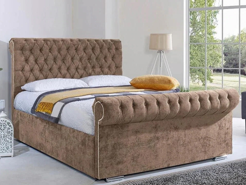 Leia Sleigh Bed Frame - Unique Style Beds. 