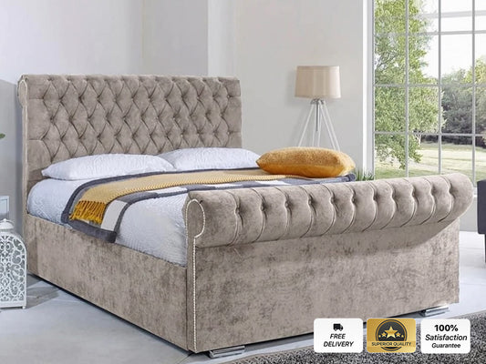 Leia Sleigh Bed Frame - Unique Style Beds. 